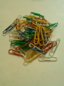 a crowd of paperclips